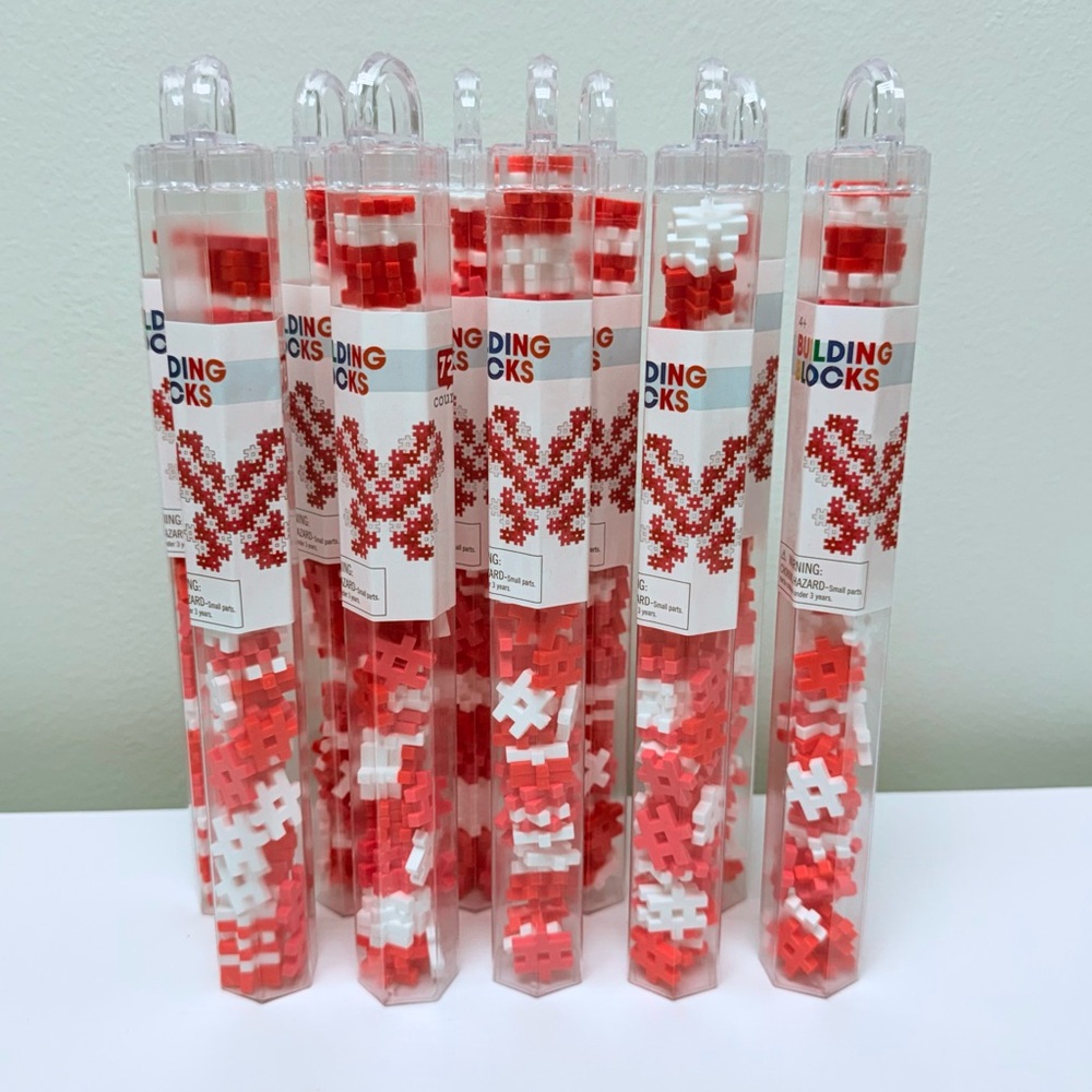 NEW Set of 10 Building Linking Blocks Target Bullseye Playground, Red & White